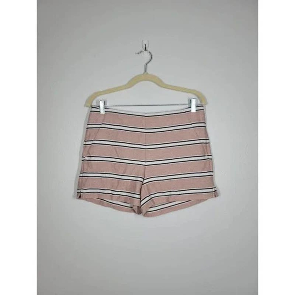Ann Taylor Loft Shorts Size 4 Mid Rise W/ Slash Pockets & Zip Stripe Pink Cotton